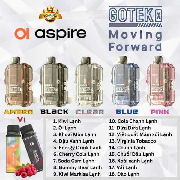 Thuốc Lá Điện Tử, Vape  Gotek X Pod by Aspire - tặng kèm tinh dầu 60ML